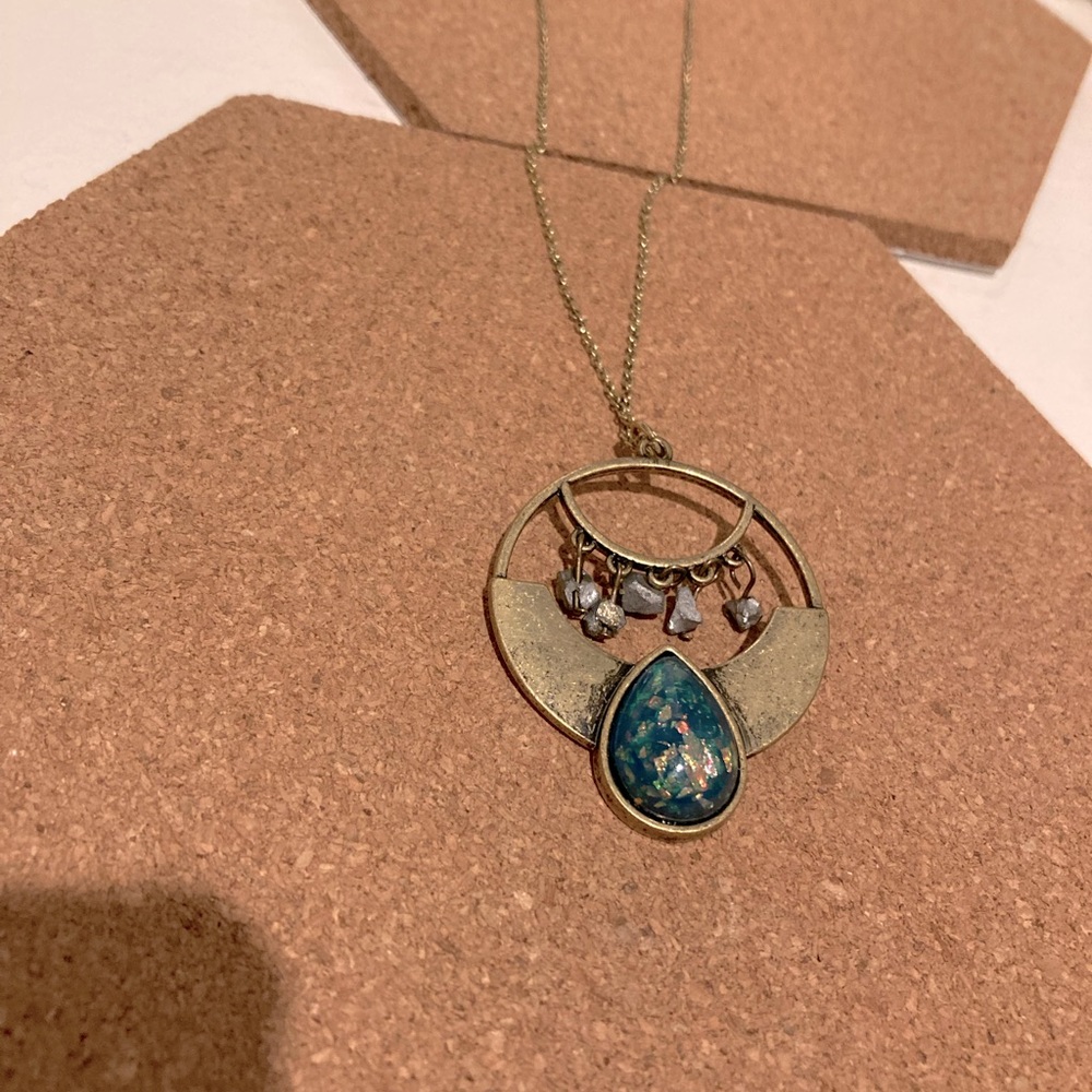 bronze and resin-stone boho necklace